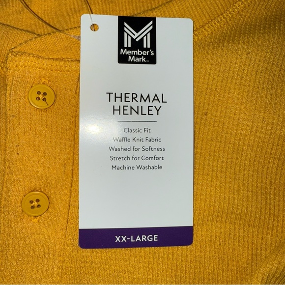 NWT- Member’s Mark Men's Long Sleeve Henley Shirt Mustard/Gold Size XL - Picture 4 of 7
